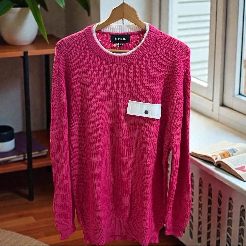 NWT SER.O.YA Valentina Oversized Women’s Fuchsia Sweater Size L - Picture 4 of 11